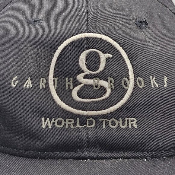Garth Brooks World Tour Embroidered Black Strapback Cap Hat Country Music - Picture 2 of 13